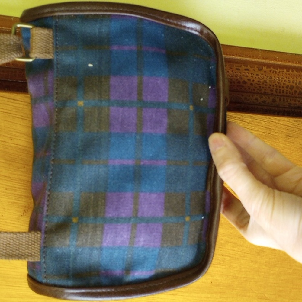 Britannia Plaid Crossbody Bag - Blue and Brown - Picture 2 of 4